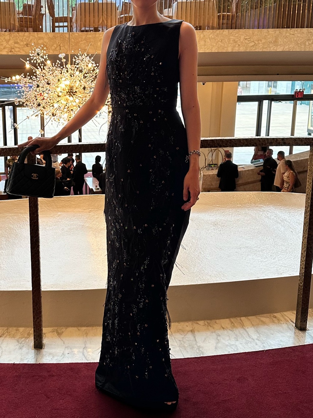 Elegant Black Beaded Maxi Dress - Evening Gown